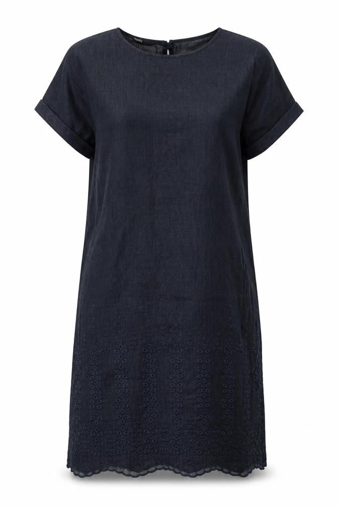 Front view of Next women’s blue denim shift, size UK 8
