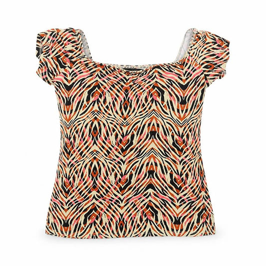 Front view of Dorothy Perkins women’s multicoloured geometric basic t-shirt, size UK 12