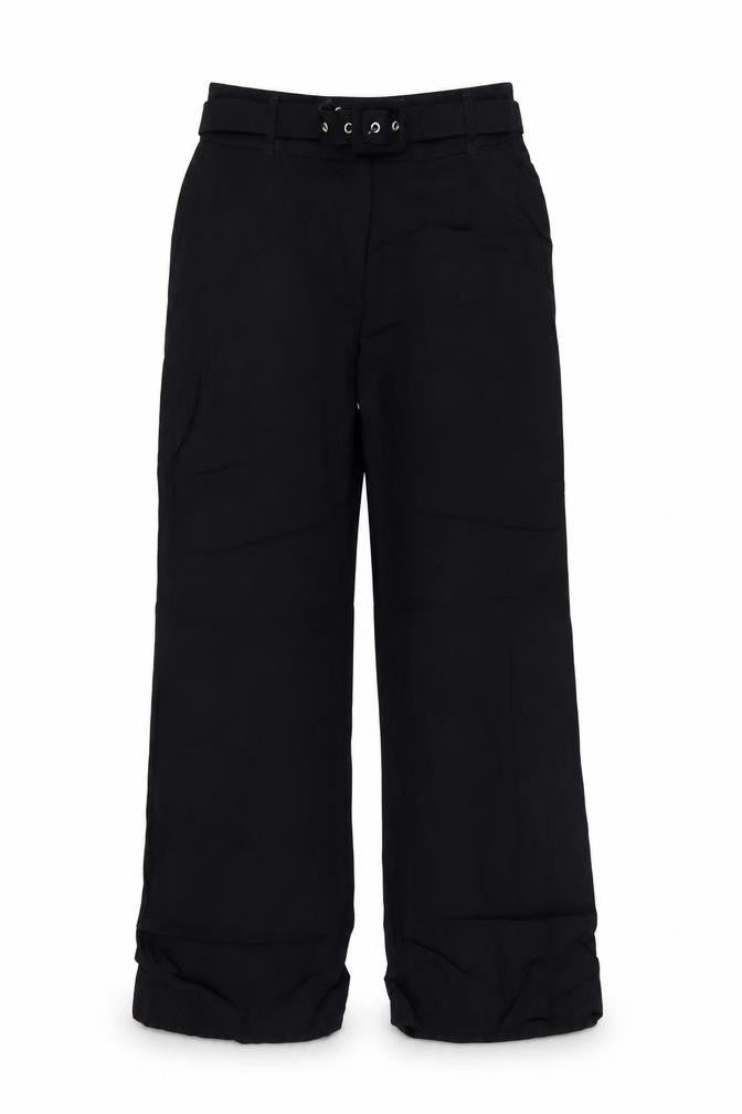Front view of Minuet women’s blue trousers, size UK 10, 28.5-inch leg