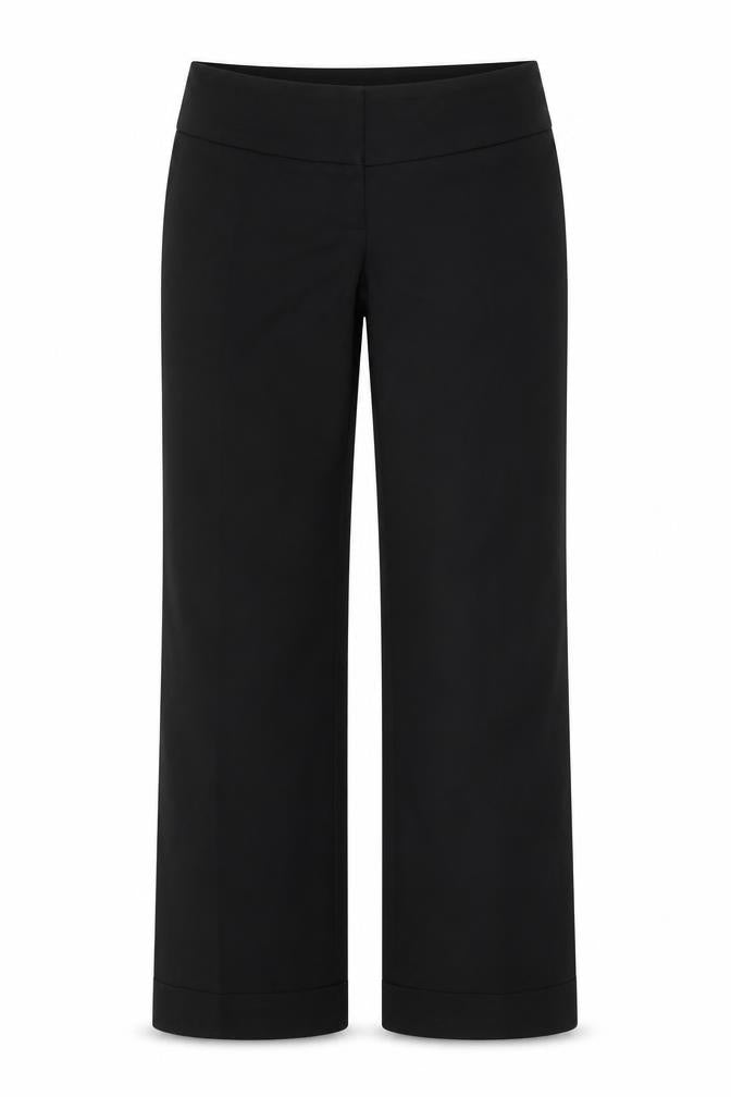 Front view of Warehouse women’s black trousers, size UK 12, 30-inch leg