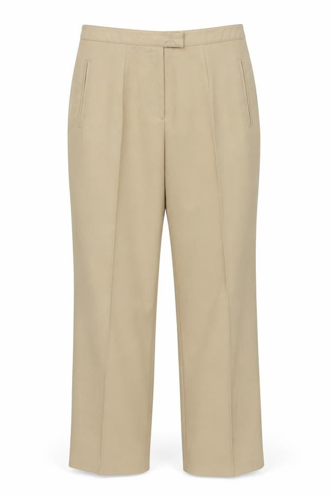 Front view of Canvas women’s beige trousers, size UK 14, 28-inch leg