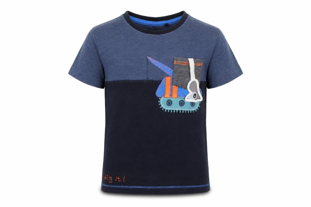 Front view of Next boys’ blue geometric basic t-shirt, size 2, years