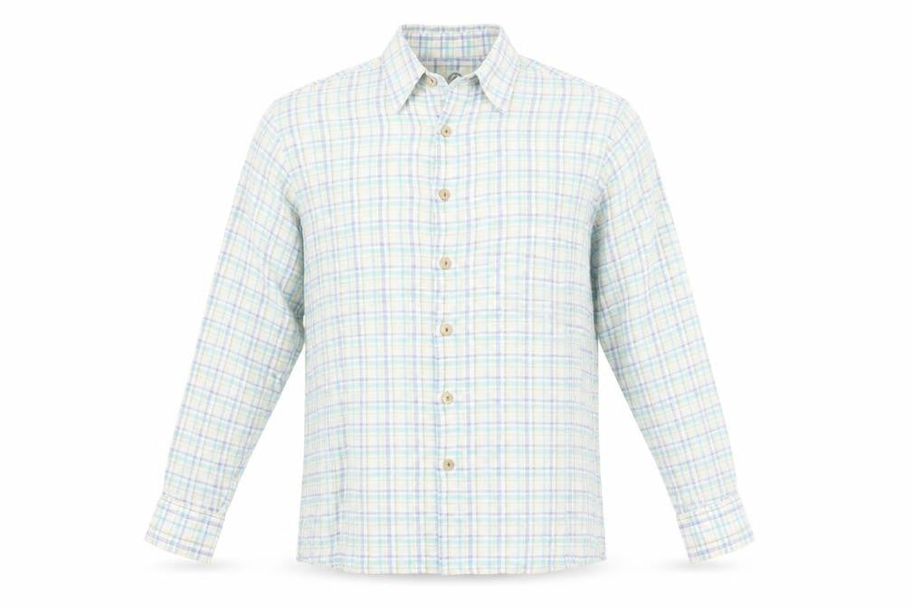 Front view of shirt company men’s multicoloured check button-up, size M