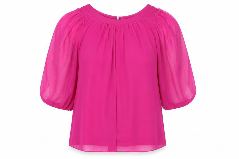 Front view of New Look women’s purple basic blouse, size UK 12