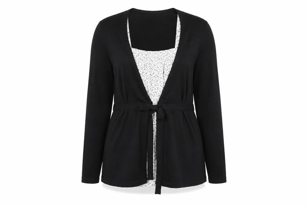Front view of TRUE women’s black jumper, size UK 18