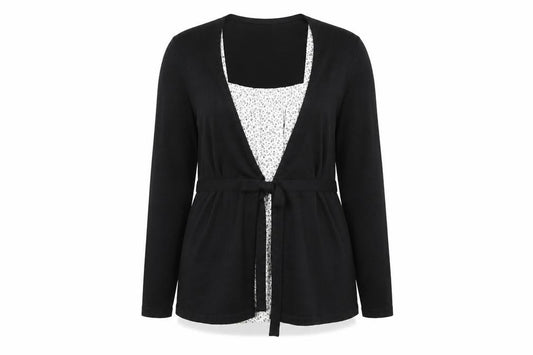 Front view of TRUE women’s black jumper, size UK 18