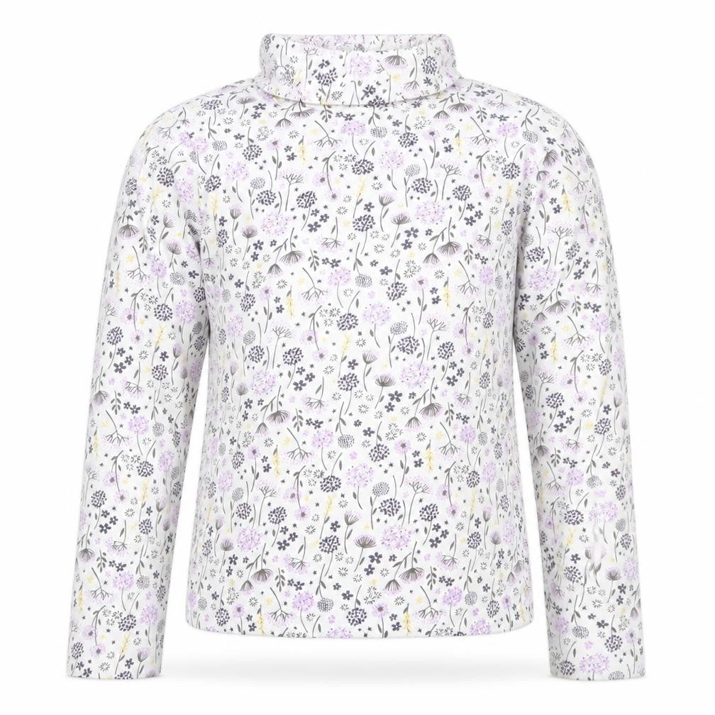 Front view of hullabaloo girls’ white floral basic t-shirt, size 9-10, years