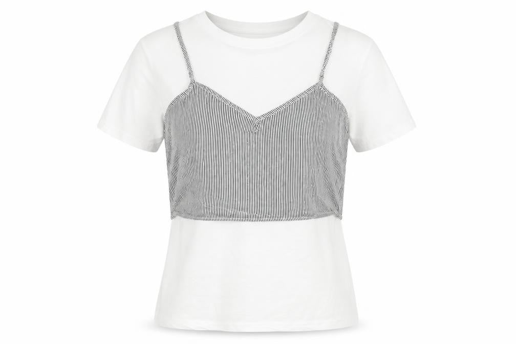 Front view of Dear is only women’s white basic t-shirt, size S