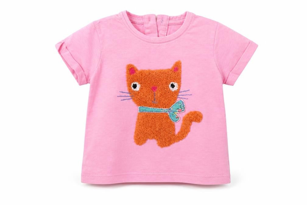 Front view of Next girls’ pink basic t-shirt, size 6-9, months