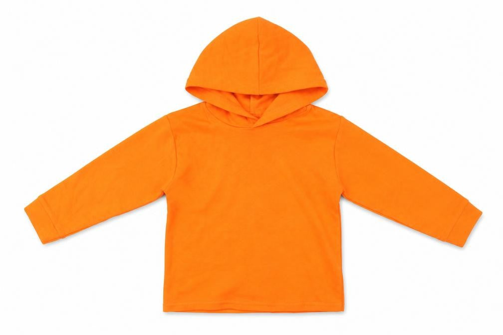 Front view of Preworn boys’ orange pullover hoodie, size 2, years