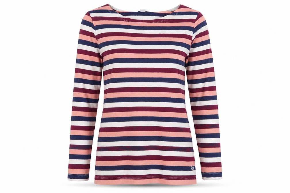Front view of Crew Clothing Pink Striped Pullover Sweatshirt, size 8