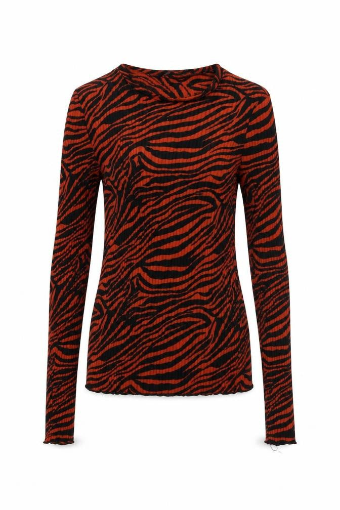 Front view of Primark women’s brown animal print basic blouse, size XS
