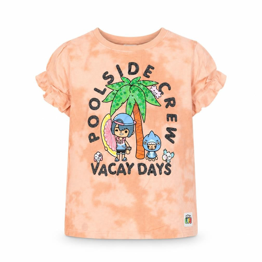 Front view of H&M girls’ orange basic t-shirt, size 5-6, years