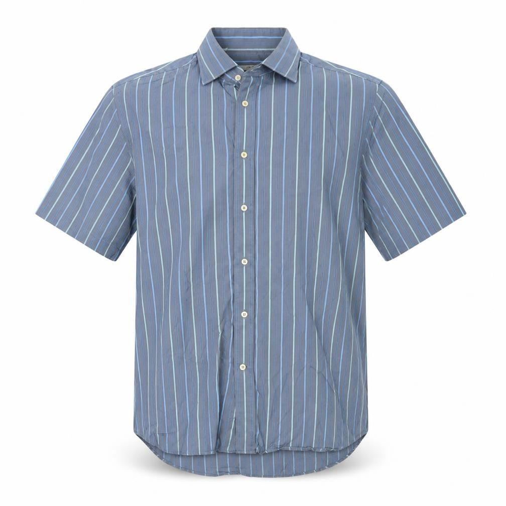 Front view of Next men’s blue striped button-up, size 16