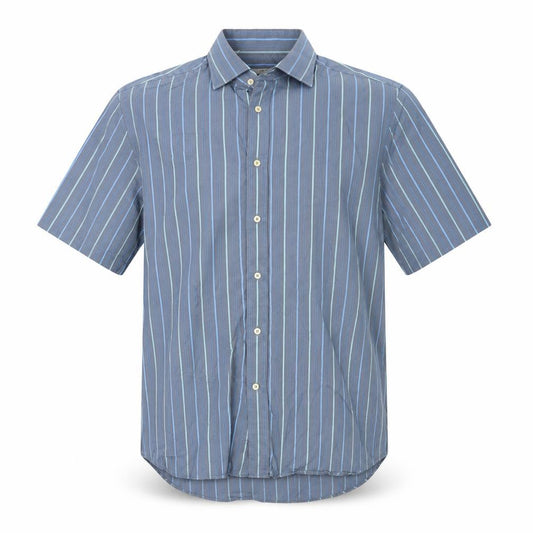 Front view of Next men’s blue striped button-up, size 16