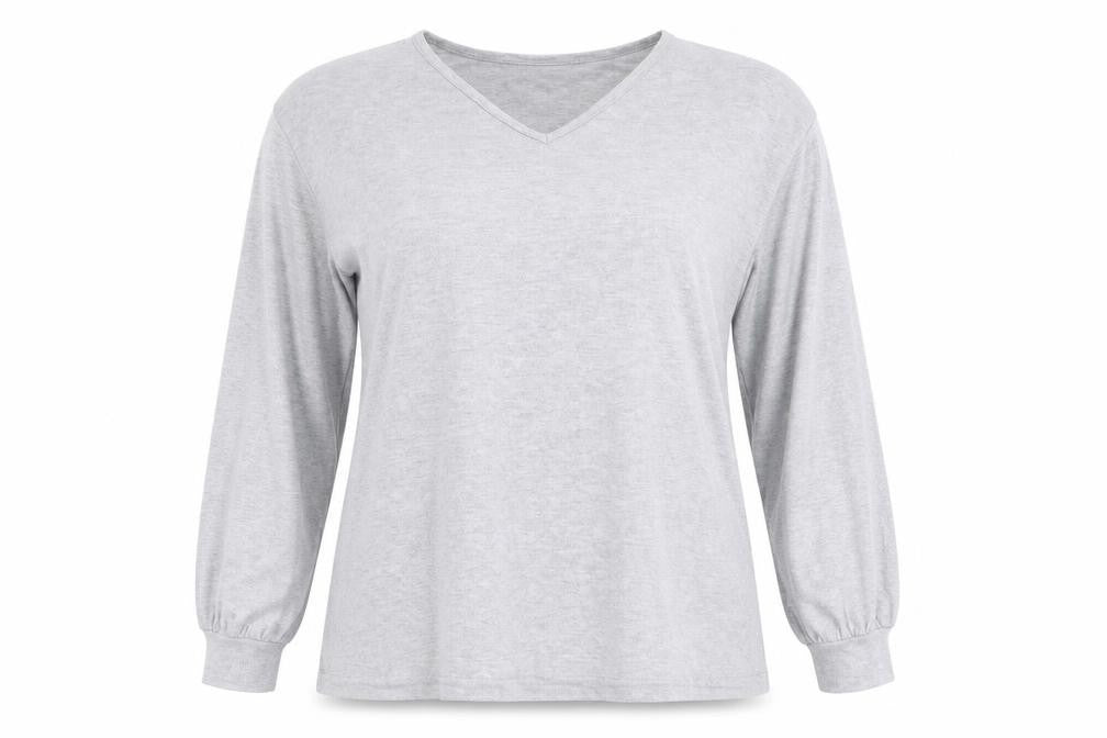Front view of Marks & Spencer women’s silver jumper, size UK 18, - subtle glitter effect