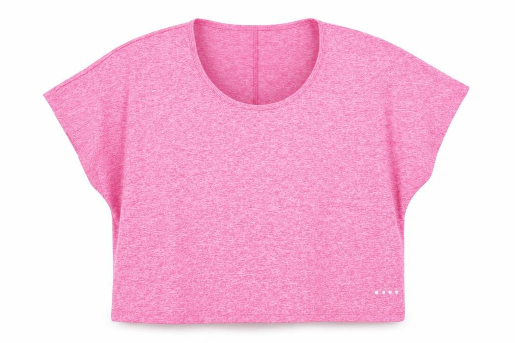 Front view of Matalan women’s red basic t-shirt, size M, - batwing sleeve
