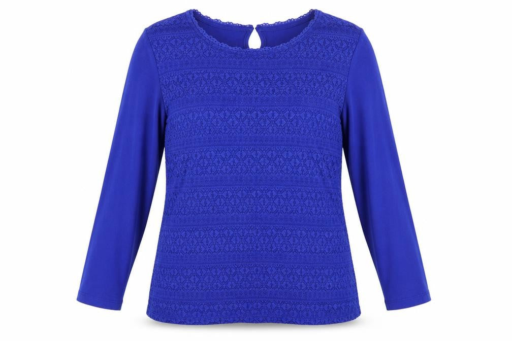 Front view of Dorothy Perkins women’s blue argyle/diamond basic blouse, size UK 12