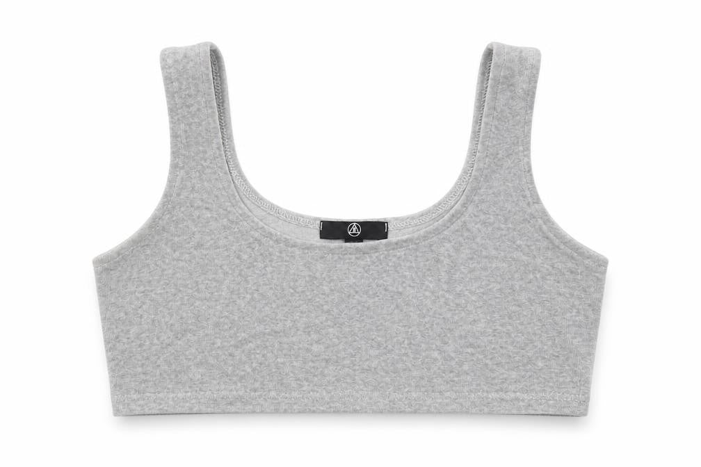 Front view of Missguided women’s grey cropped tank, size UK 10