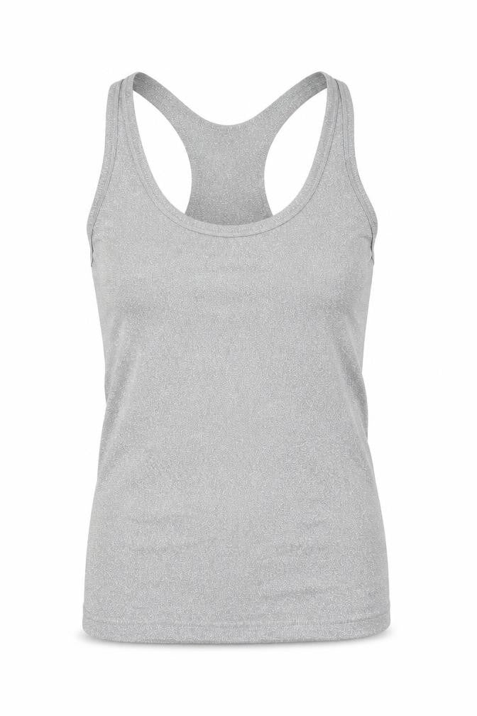 Front view of Warehouse women’s silver basic tank, size UK 10