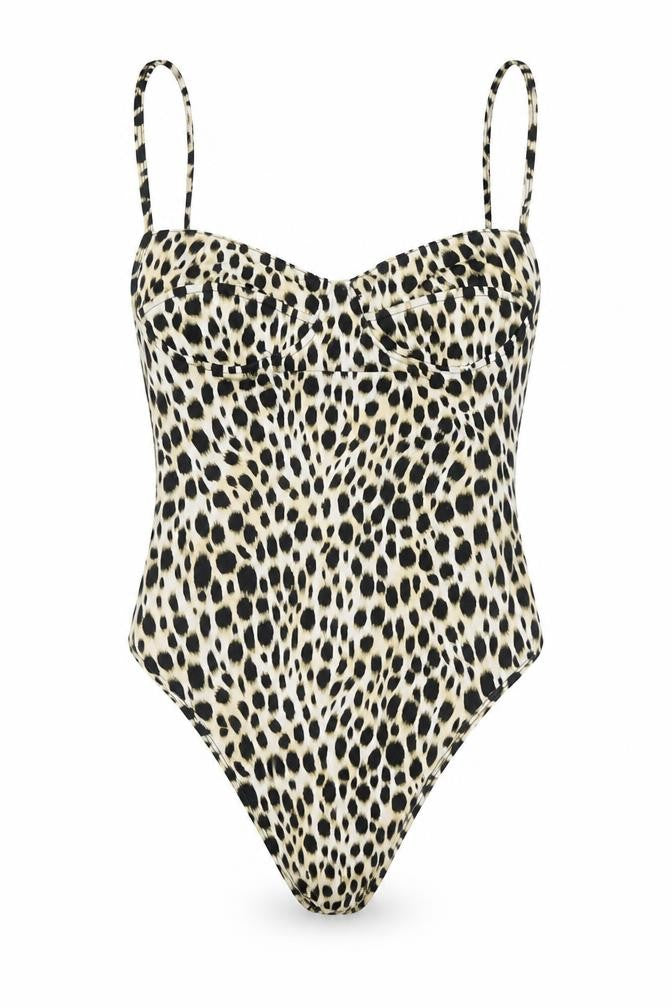 Front view of Motel Rocks women’s multicoloured animal print unitard one-piece, size S