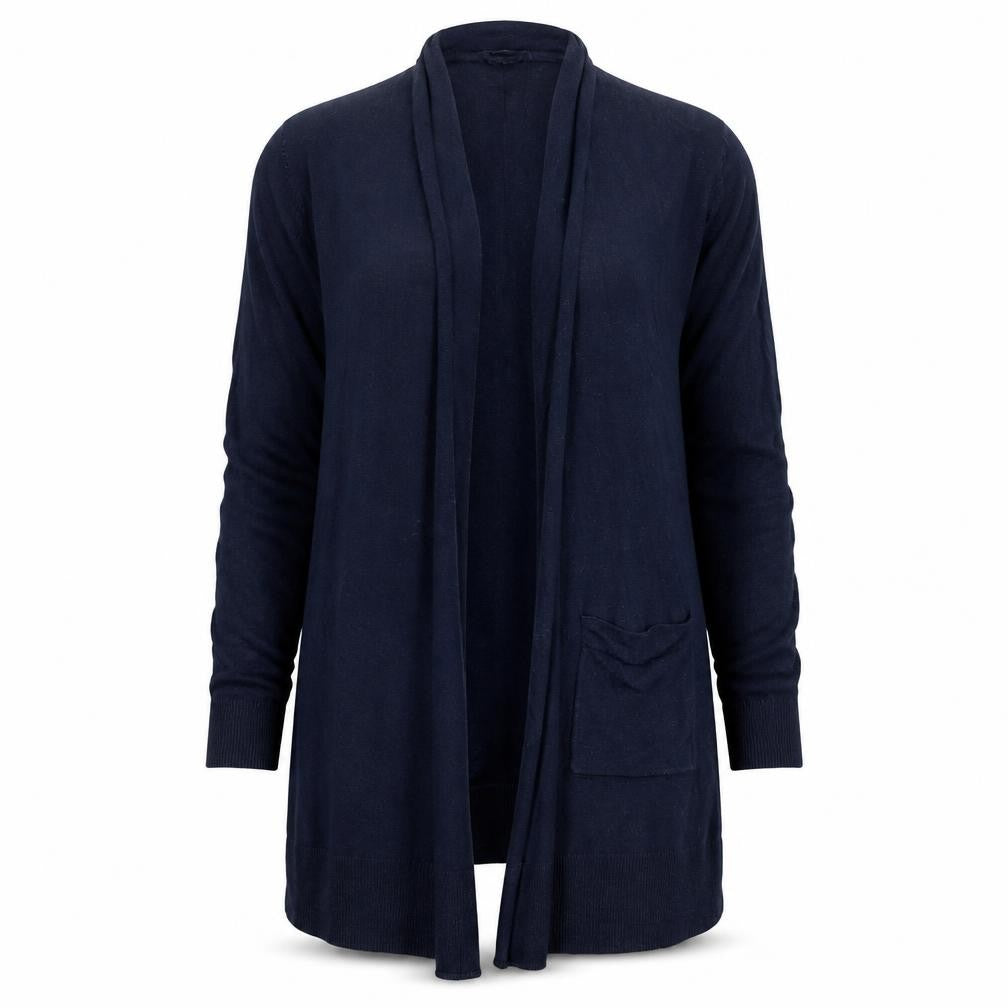 Front view of H&M women’s blue cardigan jumper, size S