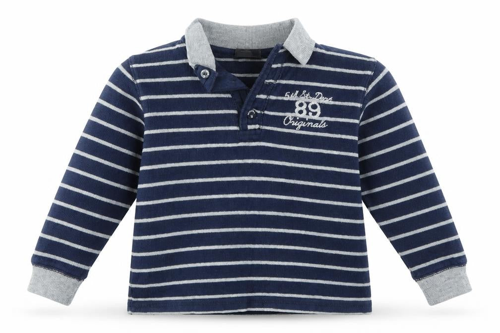 Front view of Next boys’ multicoloured striped pullover sweatshirt, size 5, years