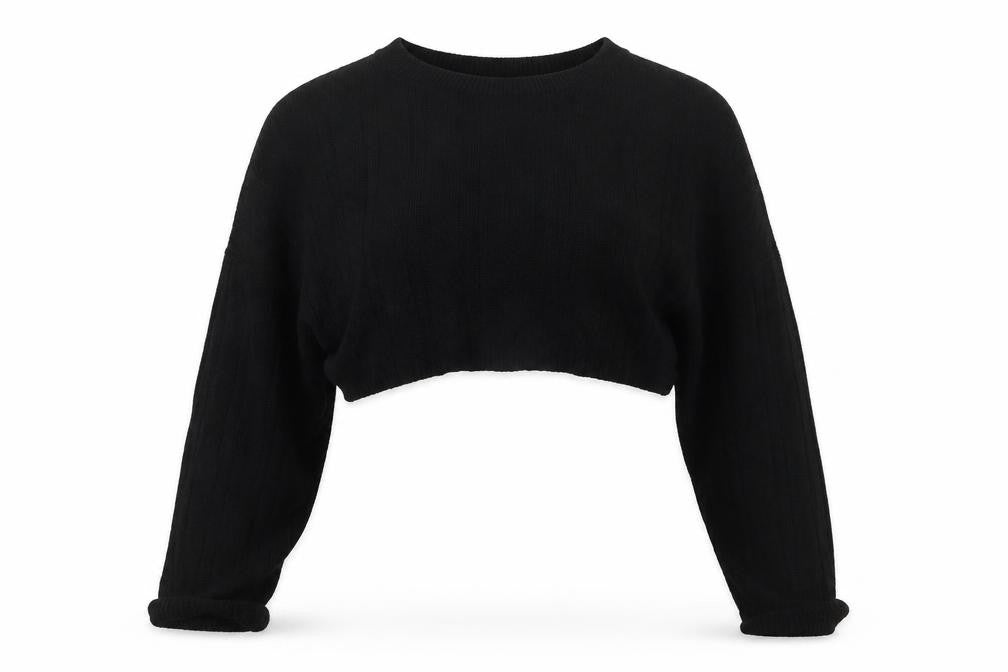 Front view of PRETTYLITTLETHING women’s black jumper, size S, - cropped