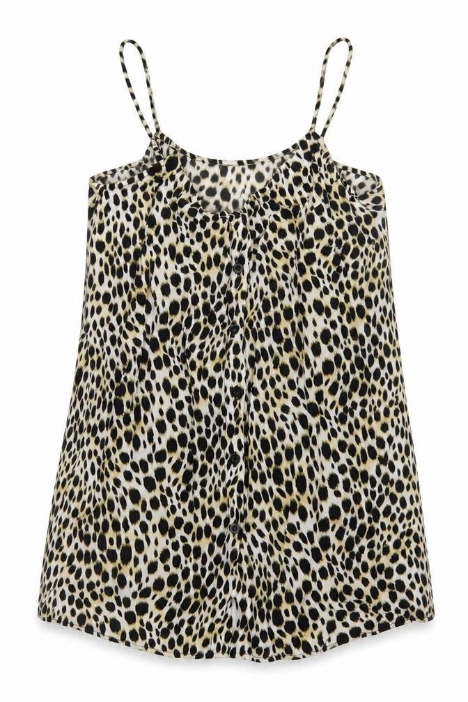 Front view of Motel Rocks women’s multicoloured animal print basic tank, size S