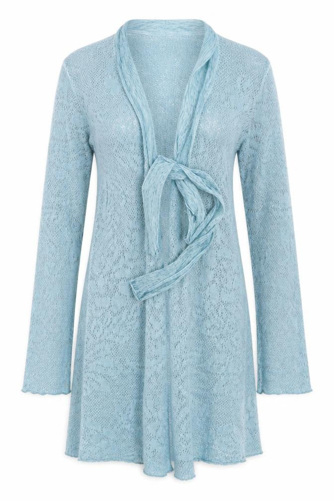 Front view of CRISTYN &CO women’s green wrap jumper, size L
