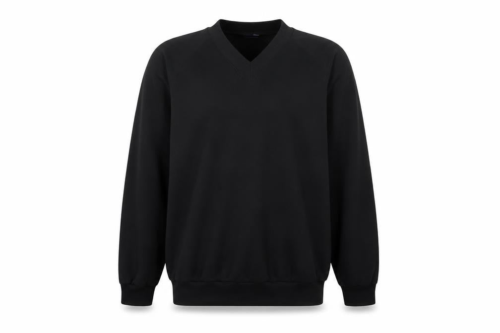 Front view of CAPRICORN men’s black pullover sweatshirt, size M