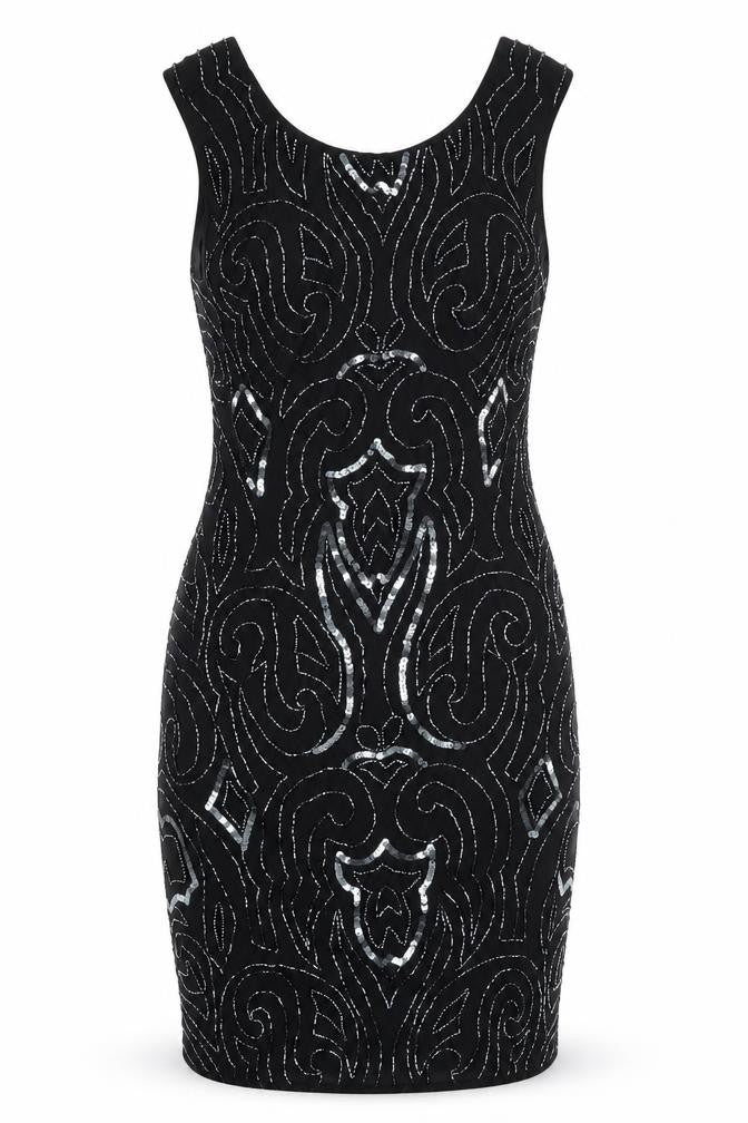 Front view of Lace & Beads women’s black bodycon, size S