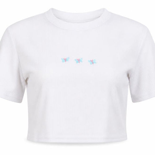 I SAW IT FIRST Womens White   Cropped T-Shirt Size 6