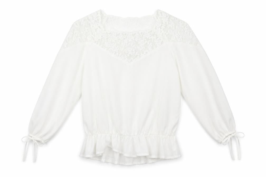 Front view of Preworn women’s white basic blouse, size 2XL