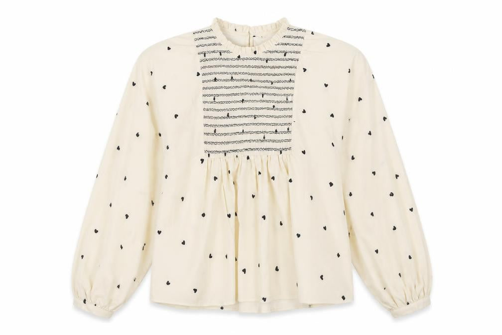 Front view of SHEIN women’s ivory polka dot basic blouse, size L