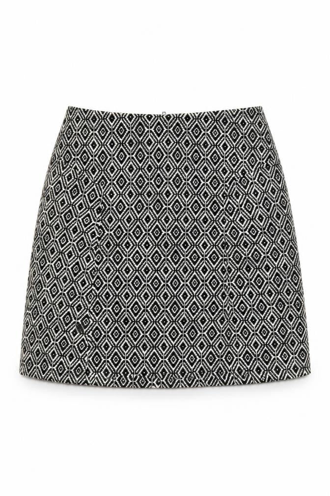 Front view of Next women’s multicoloured geometric a-line skirt, size UK 10