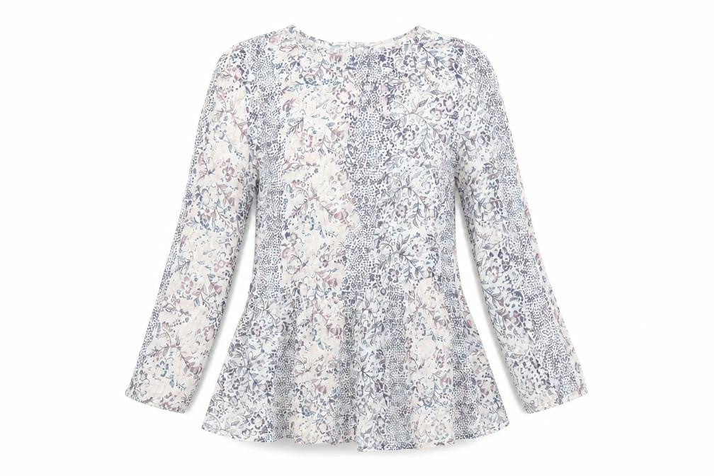 Front view of Next women’s pink floral basic blouse, size UK 8