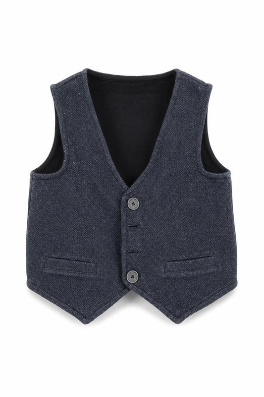 Front view of Next boys’ blue jacket, size 2-3, years - waistcoat