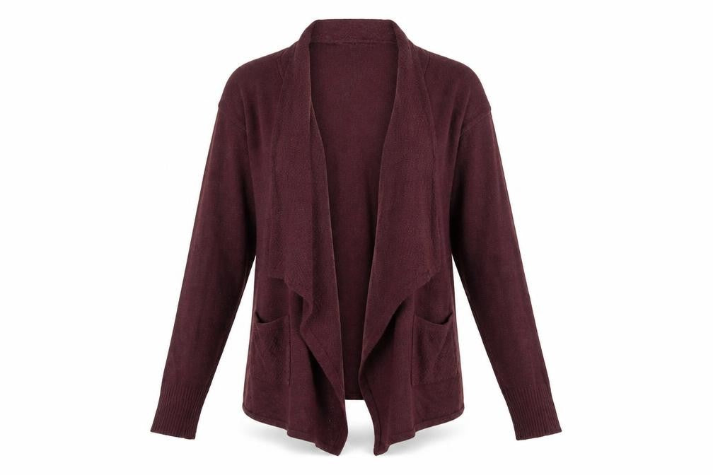 Front view of George` women’s purple cardigan jumper, size UK 10