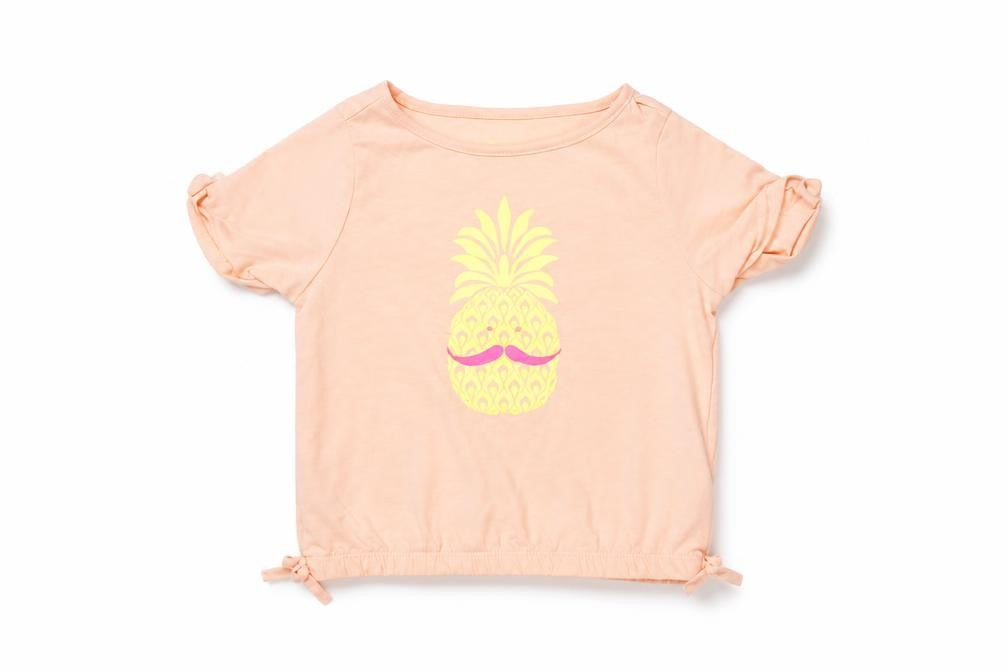 Front view of H+T girls’ orange basic t-shirt, size 3, years - pineapple