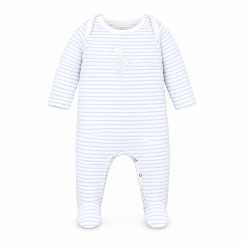 Marks and Spencer Baby Blue Striped  Babygrow One-Piece Size 0-3 Months  - tatty teddy