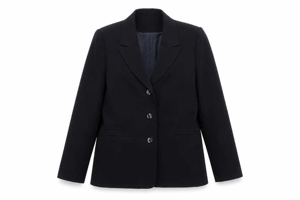 Front view of ameranto women’s blue jacket, size UK 16