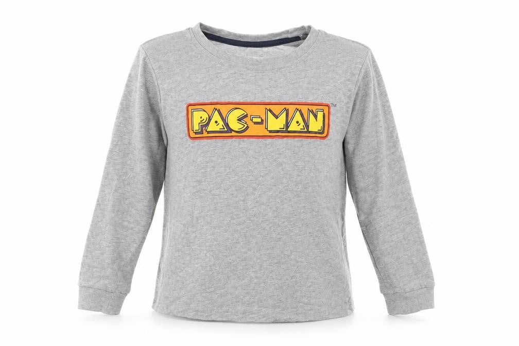 Front view of Pacman boys’ grey basic t-shirt, size 7-8, years