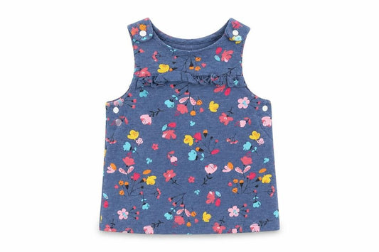 Front view of Peacocks Baby Blue Basic T-Shirt, size 3-6, Months