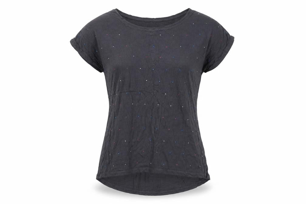 Front view of Oasis women’s black basic t-shirt, size XS
