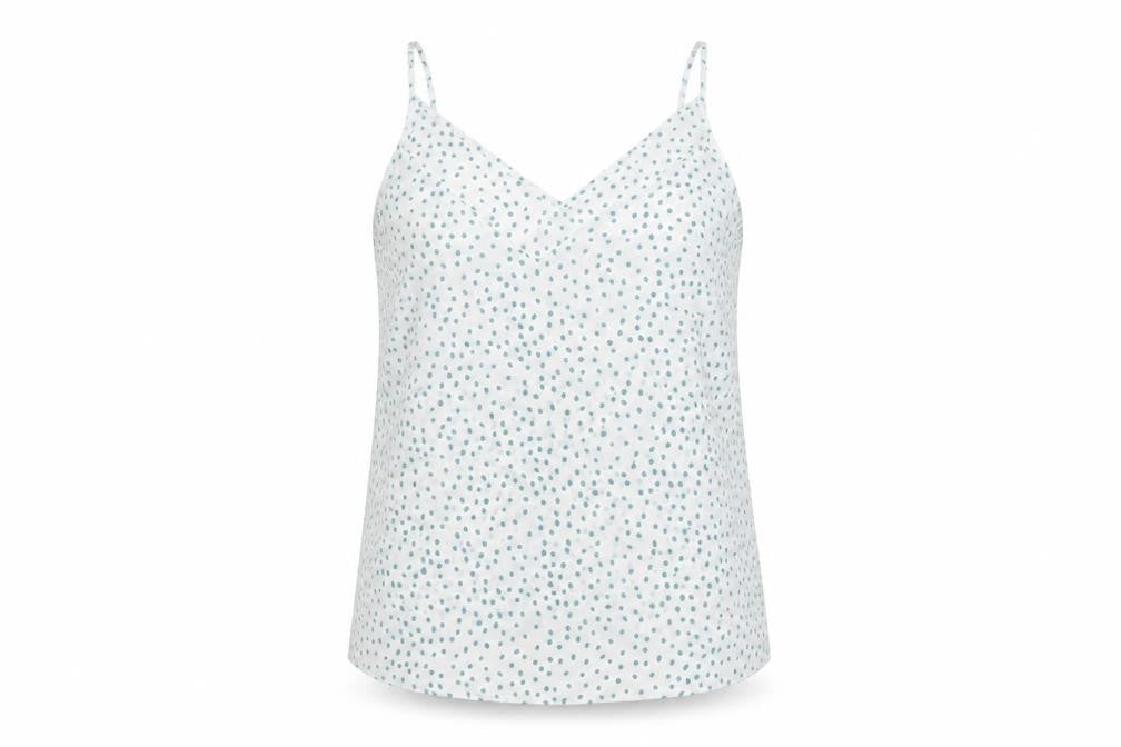 Front view of Primark women’s white polka dot basic blouse, size UK 14