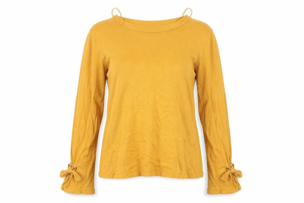 Front view of New Look women’s yellow jumper, size UK 12