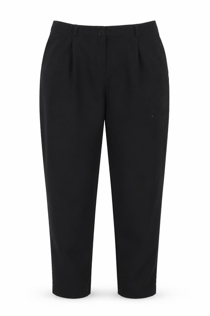 Front view of Marks & Spencer women’s black trousers, size UK 16, 27-inch leg