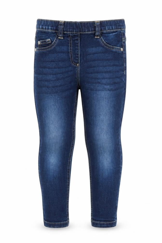 Front view of Next girls’ blue denim jegging jeans, size 9, months