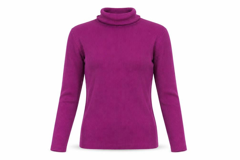 Front view of Marks & Spencer women’s purple knit jumper, size UK 10